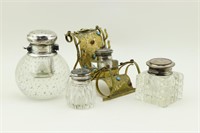 Group of Estate Sterling Inkwells