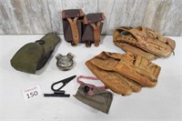 Baseball Gloves, Military Gun Case & Other Items