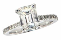 14k Gold 3.07 ct Emerald Cut Lab Diamond Ring