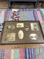 Antique lot of framed photos, Indian girl,