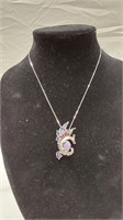 18in sterling silver dragon necklace