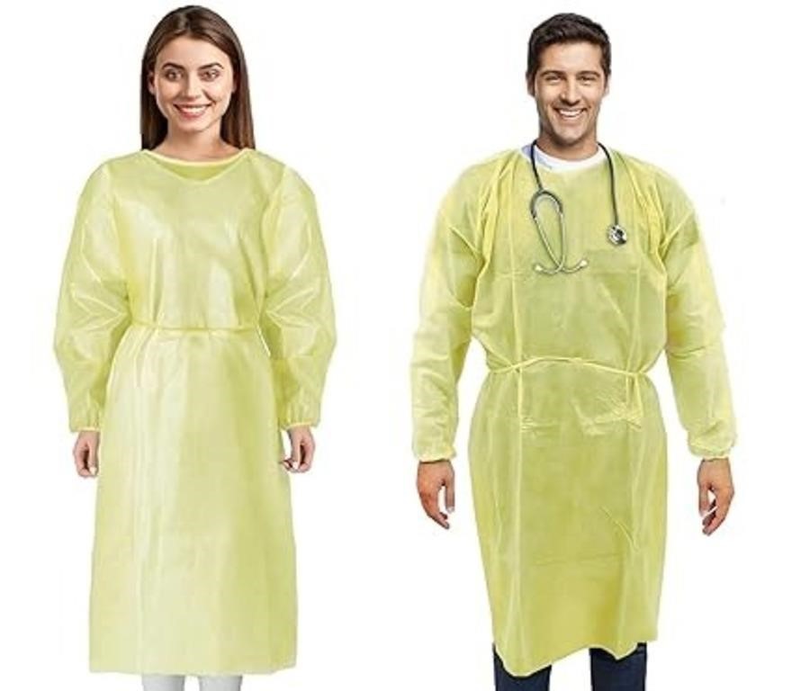 50 Pack Disposable Isolation Gowns - Yellow Sms