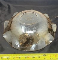 Amber Carnival Glass Ruffled Serving Bowl