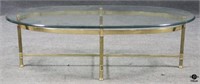 Oval Brass and Glass Coffee Table