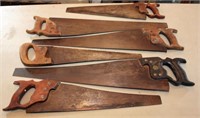 6 assorted hand saws -- on photo middle one is