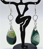 18K Gold Plated Green Agate Earrings