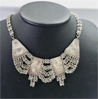 Vintage Silver Tone Middle Eastern Necklace