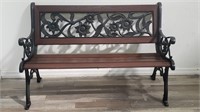 Wood & iron floral garden bench