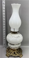Antique P&A white milk glass oil lamp