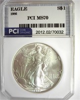 1986 Silver Eagle MS70 LISTS $975