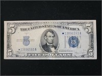 1934c $5 Silver Cert FR-1653* Star Note