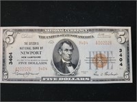 1929 $5 National Bank Note FR-1800-2