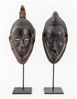 Buale Mblo Carved Wood Portrait Masks, 2
