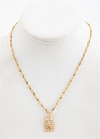 14K Yellow Gold Treble Clef Pendant Necklace