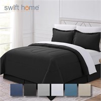 WF7089  Swift Home 6PC Twin Bedding Set Black