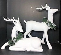 Pair of White Ceramic Deer Figurines