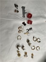 Dice, stones, old car charm, freightliner pin,