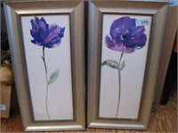 Pair 12"x 24" Framed Flower Prints