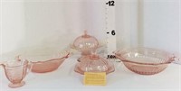 (5) Pink Depression Glass-Some Reissues