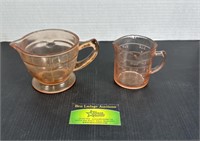 Pair Of Pink Glass Measuring Cups