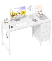 $85 White Computer Desk with Drawers - 47 Inch