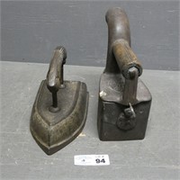 (2) Large Early Cast Iron Sad Irons (as is)