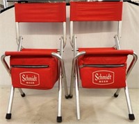 (2) Vintage Schmidt Beer Folding Cooler Chairs