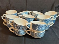 18 pcs Currier & Ives Tea Cups