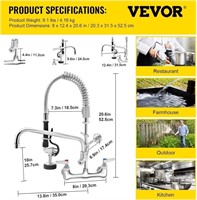 VEVOR Commercial Faucet with Pre-Rinse Sprayer