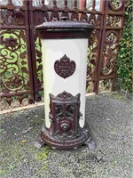 FRENCH ENAMEL HEATER/STOVE CIRCA 1900 CYLINDRICAL