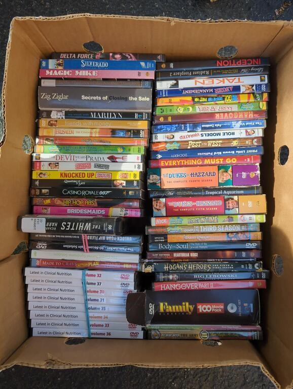 Banana box of DVDs