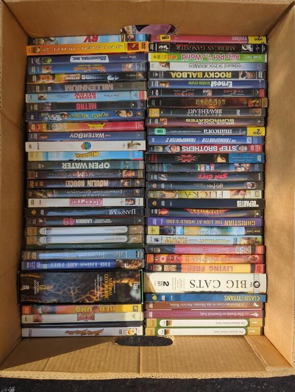 Banana box of DVDs