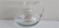 Vintage round glass water pitcher, 8" W x 7.5" T,