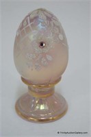 Fenton Glass Pink Jeweled Painted  Artist S/N Egg