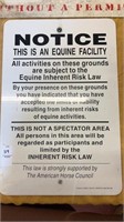 Equestrian Facility Notice Metal sign 12 x18