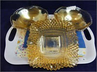 3PC AMBER GLASS DISHES
