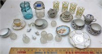 Cups and saucers, jars, glasses, misc.