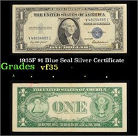 1935F $1 Blue Seal Silver Certificate Grades vf++