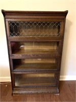 Antique GRM Barrister Oak Bookcase W/Leaded Glass