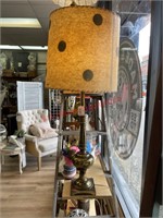 Tall Gold Colored Polka Dot Shaded Table Lamp
