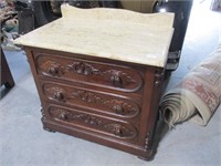 374-MARBLE TOP VICTORIAN WASHSTAND/ 3 DRAWER