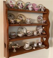 Cups & saucers collection with wall display shelf