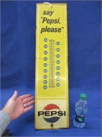 old "pespsi please" thermometer 7in x 28in