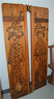 Vtg Pair Carved Pine Shutter / Saloon  Doors
