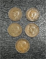 (5) Large British Half Penny's