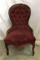 Antique Mahogany & Red Velvet Fireside Chair V
