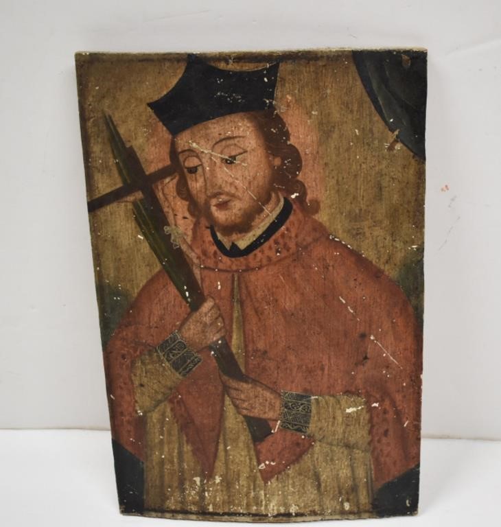 19th Century Oil On Wood Spanish Religious Art