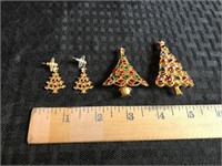Ice Eisenburg Christmas Tree Brooches /Earrings