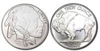 1 oz Silver Buffalo Design Round