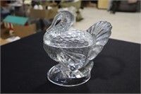 Glass turkey candy dish with lid
